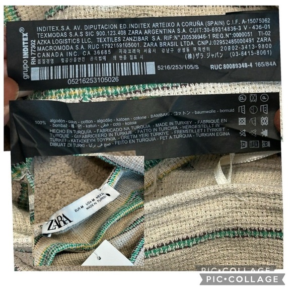 Zara green beige striped cotton halter top boho bohemian crop top NWOT - Picture 6 of 7